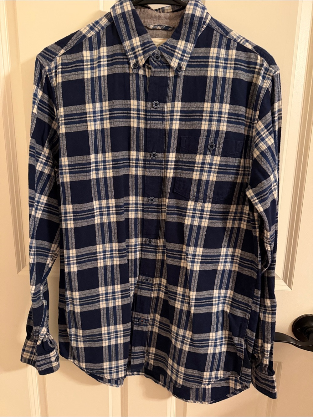 Weatherproof Navy and White Plaid Button-Down Shirt
